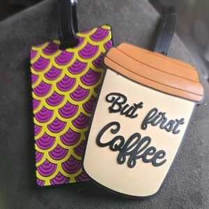 Coffee Cup and Scales Pattern Luggage Tags